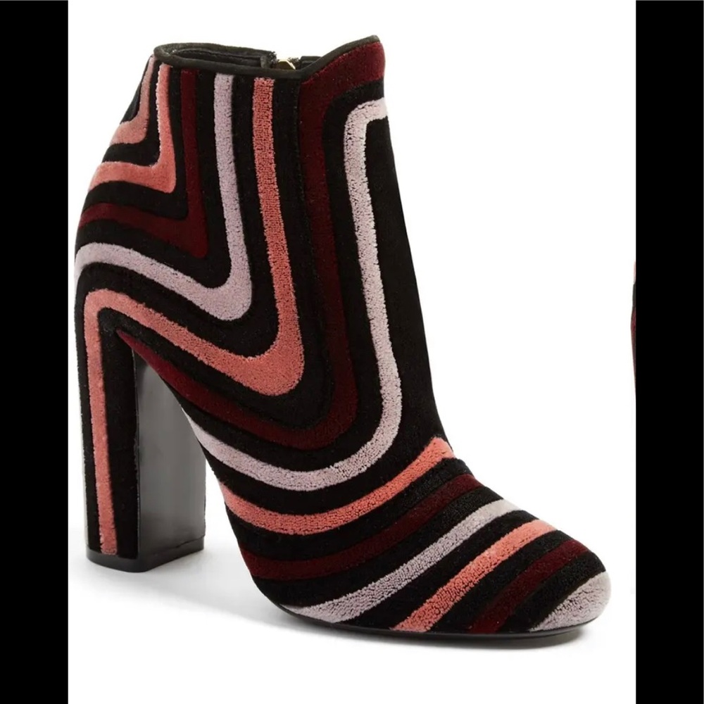 Salvatore Ferragamo Plush Suede Striped Bootie